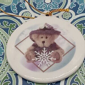 BOYDS BEAR & Friends Ornament Collection Ltd Ceramic Round Snowflake 2001 3 in